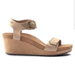 BIRKENSTOCK by Papillio SOLEY PLATFORM WEDGE HEEL SANDAL Tan 38/7.5